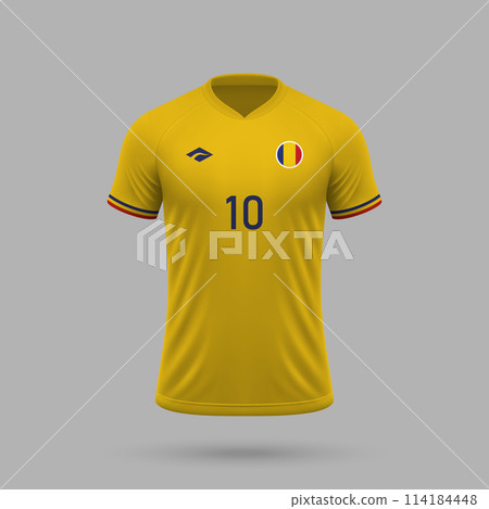 3d realistic soccer jersey Romania national team 2024 114184448