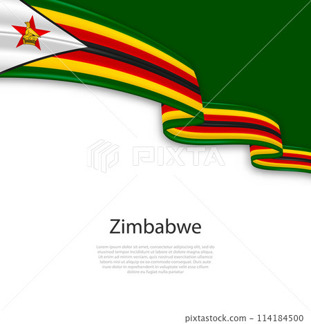 Waving ribbon with flag of Zimbabwe Waving ribbon with flag of Zimbabwe 114184500