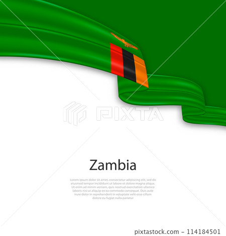 Waving ribbon with flag of Zambia Waving ribbon with flag of Zambia 114184501