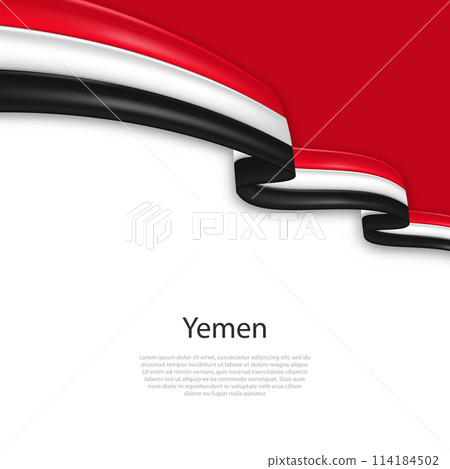 Waving ribbon with flag of Yemen Waving ribbon with flag of Yemen 114184502