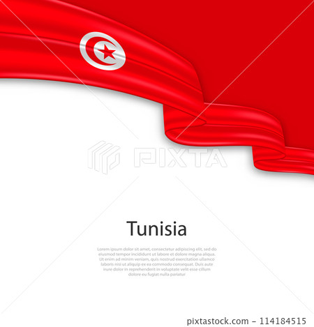 Waving ribbon with flag of Tunisia Waving ribbon with flag of Tunisia 114184515