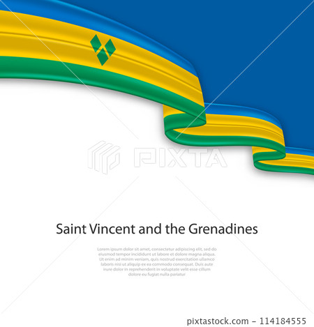 Waving ribbon with flag of Saint Vincent and the Grenadines 114184555