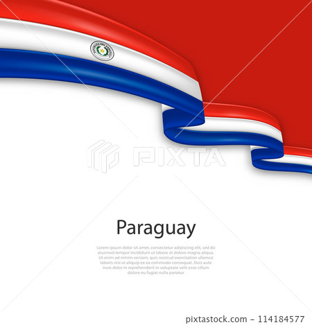 Waving ribbon with flag of Paraguay 114184577