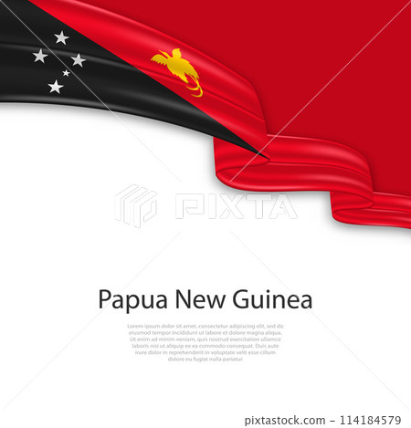 Waving ribbon with flag of Papua New Guinea Waving ribbon with flag of Papua New Guinea 114184579