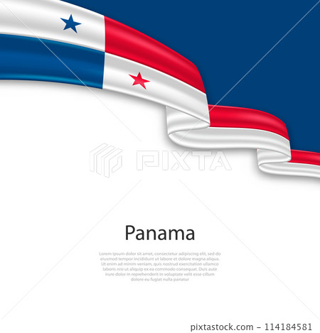 Waving ribbon with flag of Panama Waving ribbon with flag of Panama 114184581