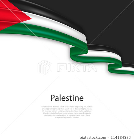Waving ribbon with flag of Palestine Waving ribbon with flag of Palestine 114184583