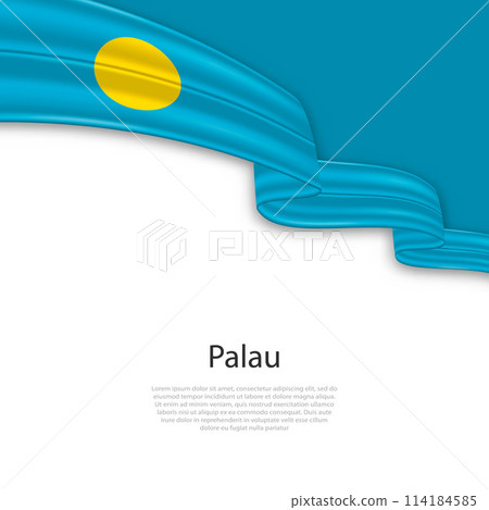 Waving ribbon with flag of Palau Waving ribbon with flag of Palau 114184585