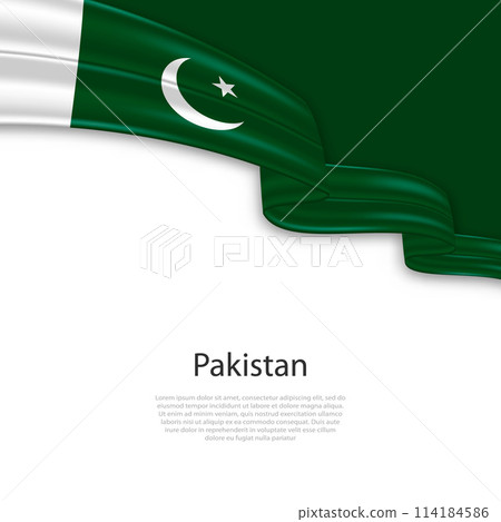 Waving ribbon with flag of Pakistan Waving ribbon with flag of Pakistan 114184586