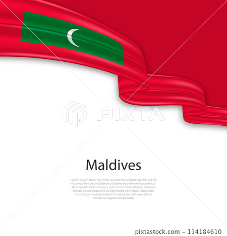 Waving ribbon with flag of Maldives 114184610