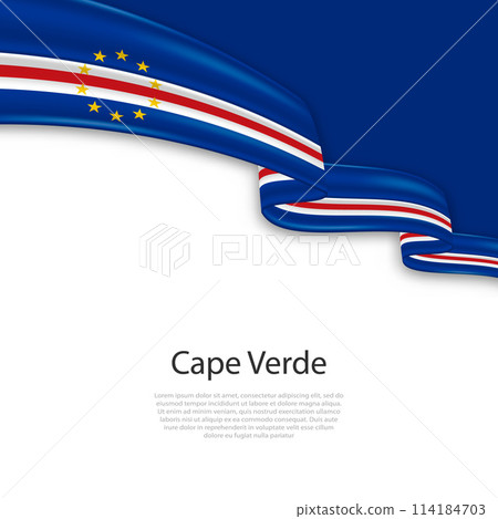 Waving ribbon with flag of Cape Verde Waving ribbon with flag of Cape Verde 114184703