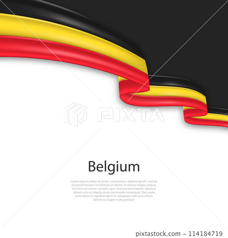 Waving ribbon with flag of Belgium 114184719