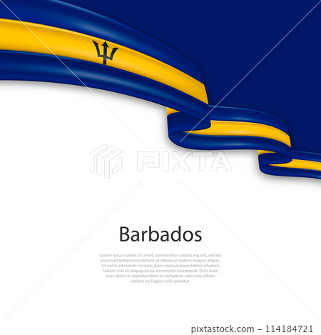 Waving ribbon with flag of Barbados Waving ribbon with flag of Barbados 114184721
