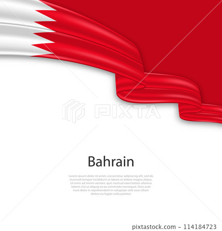 Waving ribbon with flag of Bahrain Waving ribbon with flag of Bahrain 114184723