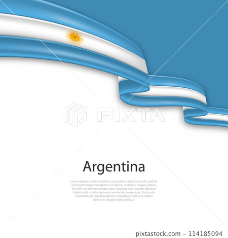 Waving ribbon with flag of Argentina Waving ribbon with flag of Argentina 114185094