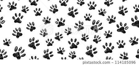 Ink Dog Paw, Cat Paw, grunge style, Vector. Ink Dog Paw, Cat Paw, grunge style, Vector. 114185096