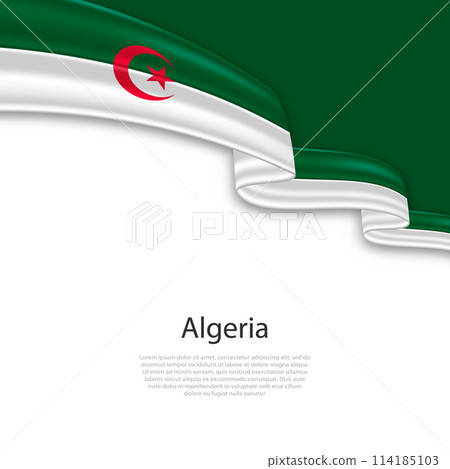 Waving ribbon with flag of Algeria Waving ribbon with flag of Algeria 114185103