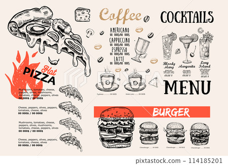 menu, food, vector 114185201
