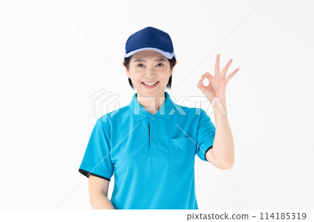 Middle-aged woman, uniform, OK 114185319