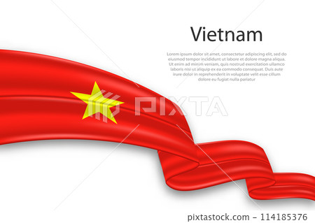 Abstract Wavy Flag of Vietnam on White Background 114185376