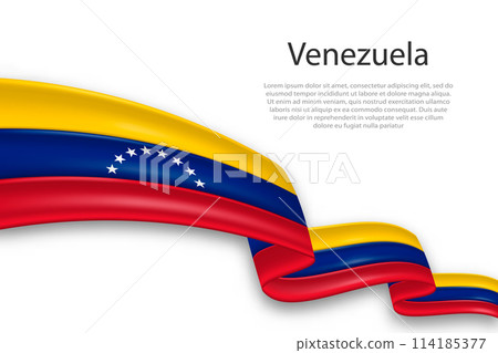 Abstract Wavy Flag of Venezuela on White Background 114185377