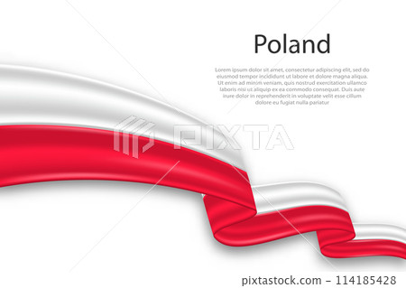 Abstract Wavy Flag of Poland on White Background 114185428