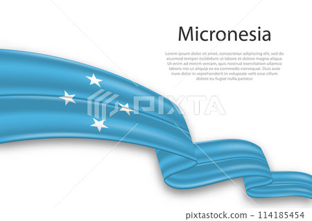 Abstract Wavy Flag of Micronesia on White Background Abstract Wavy Flag of Micronesia on White Background 114185454