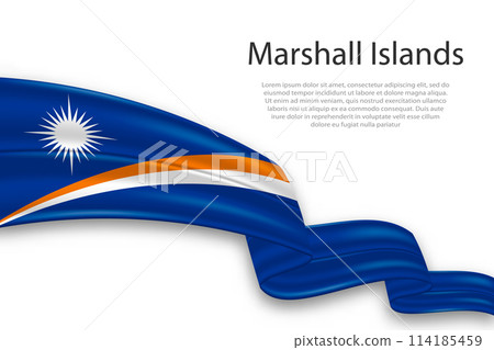 Abstract Wavy Flag of Marshall Islands on White Background 114185459
