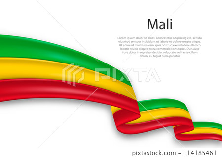 Abstract Wavy Flag of Mali on White Background 114185461