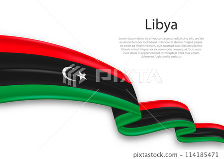 Abstract Wavy Flag of Libya on White Background 114185471
