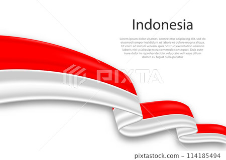 Abstract Wavy Flag of Indonesia on White Background Abstract Wavy Flag of Indonesia on White Background 114185494