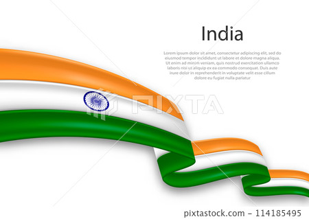 Abstract Wavy Flag of India on White Background 114185495