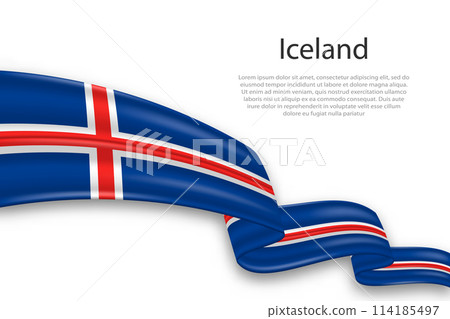 Abstract Wavy Flag of Iceland on White Background 114185497