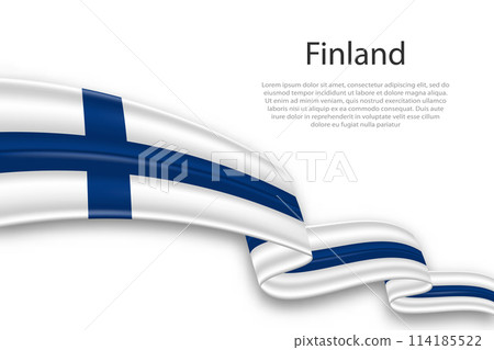 Abstract Wavy Flag of Finland on White Background 114185522