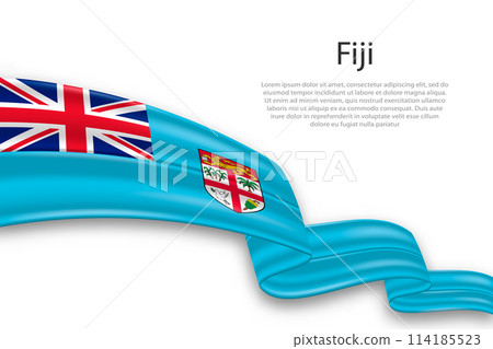 Abstract Wavy Flag of Fiji on White Background 114185523