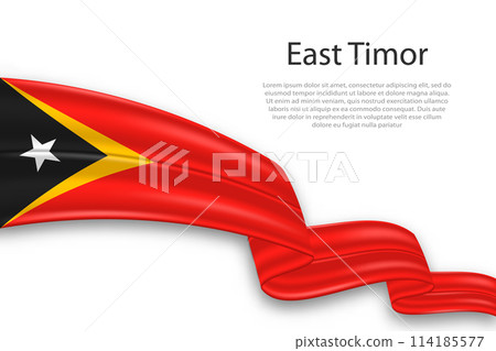 Abstract Wavy Flag of East Timor on White Background 114185577