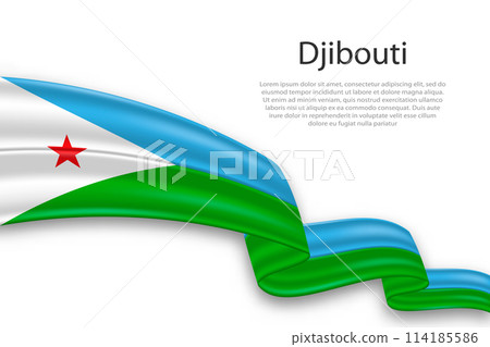 Abstract Wavy Flag of Djibouti on White Background 114185586