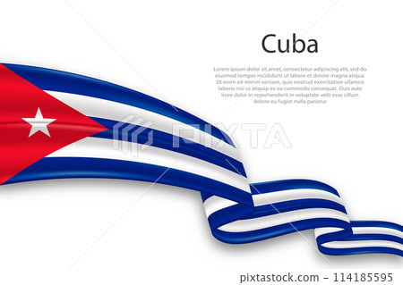 Abstract Wavy Flag of Cuba on White Background 114185595