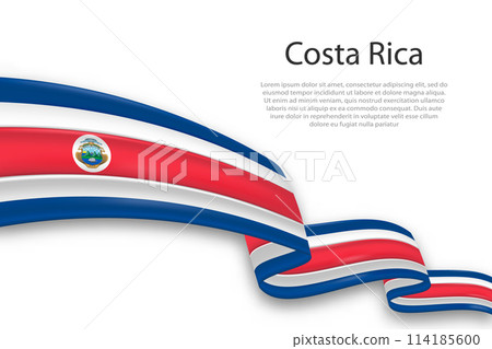 Abstract Wavy Flag of Costa Rica on White Background Abstract Wavy Flag of Costa Rica on White Background 114185600