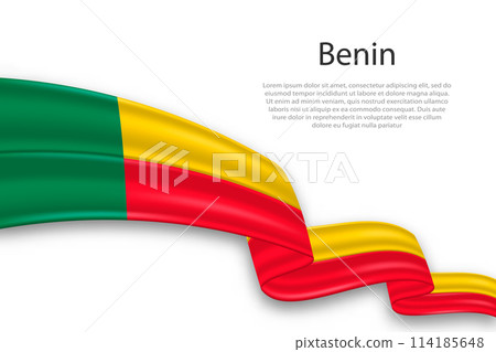 Abstract Wavy Flag of Benin on White Background 114185648