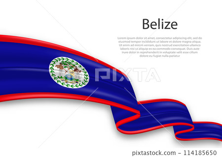 Abstract Wavy Flag of Belize on White Background 114185650