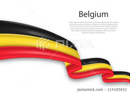 Abstract Wavy Flag of Belgium on White Background 114185652