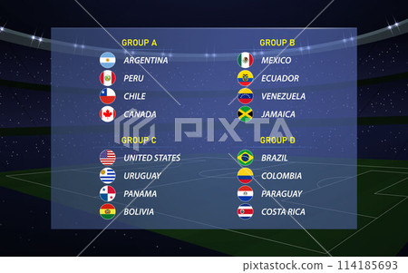 American tournament 2024 all groups. Soccer cup broadcast graphic template. American tournament 2024 all groups. Soccer cup broadcast graphic template. 114185693