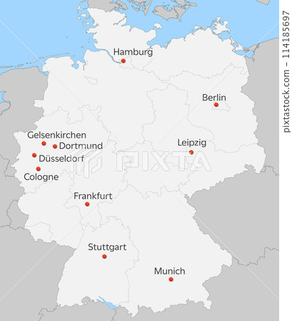 map of Germany with soccer tournament 2024 host cities map of Germany with soccer tournament 2024 host cities 114185697