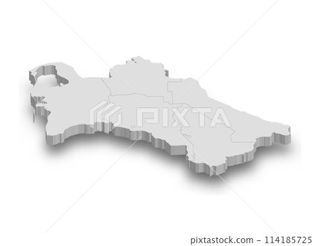 3d Turkmenistan white map with regions isolated 3d Turkmenistan white map with regions isolated 114185725