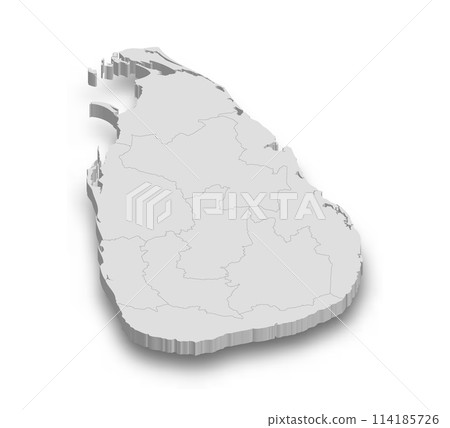 3d Sri Lanka white map with regions isolated 114185726
