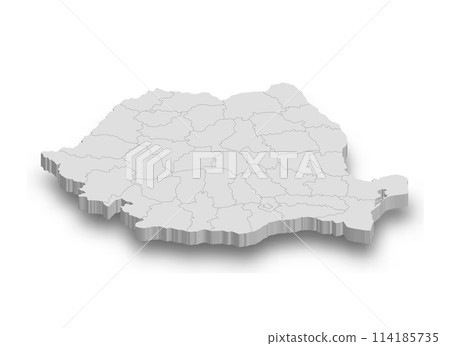 3d Romania white map with regions isolated 114185735