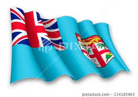 Realistic waving flag of Fiji Realistic waving flag of Fiji 114185963