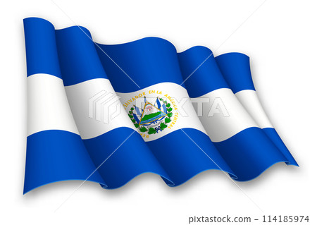 Realistic waving flag of El Salvador Realistic waving flag of El Salvador 114185974