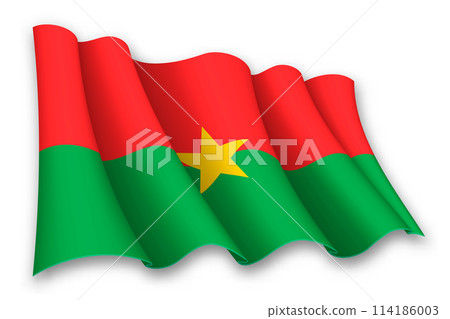 Realistic waving flag of Burkina Faso 114186003
