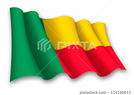 Realistic waving flag of Benin 114186013